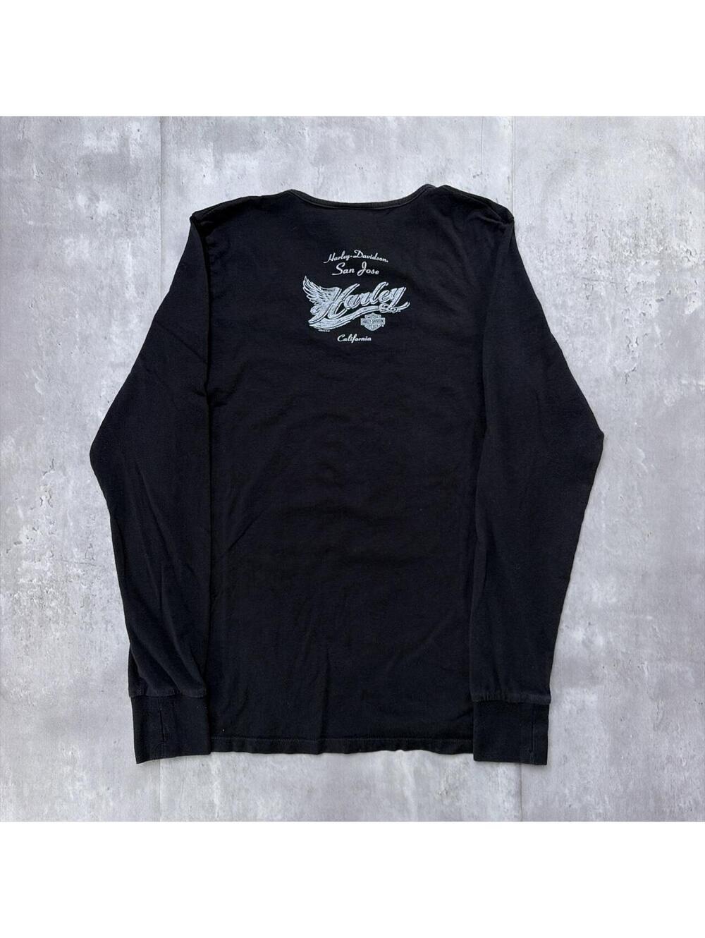 Y2K Red Harley Davidson San Jose Cali Grunge Gothic Biker Long Sleeve Shirt - Picture 7 of 8